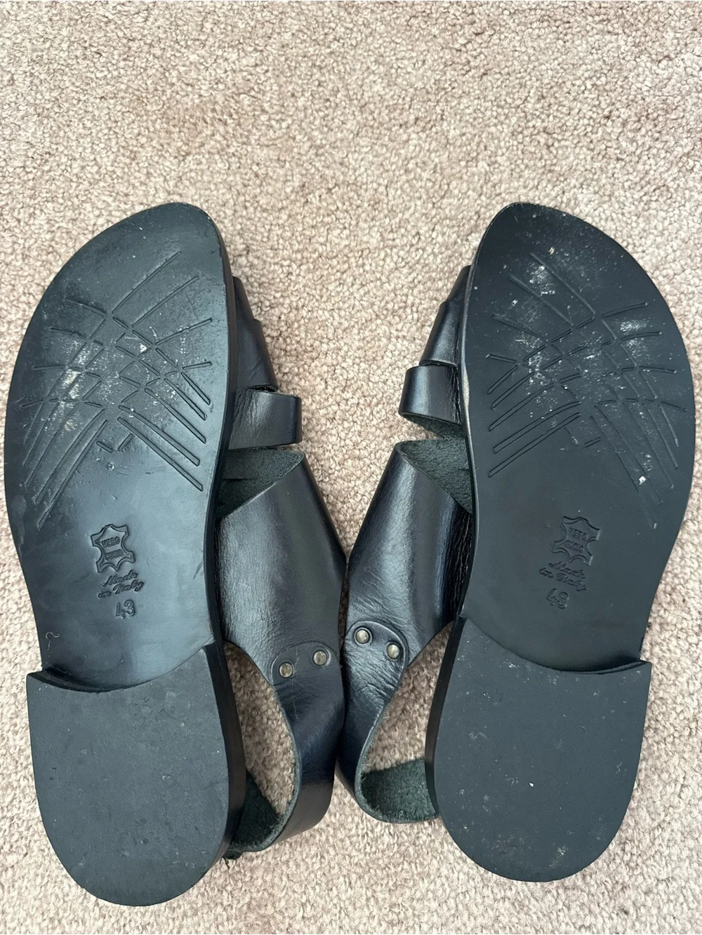 Alessandro Dell'Acqua Black Leather Strappy Fisherman Sandals Italy Size 43 EU
